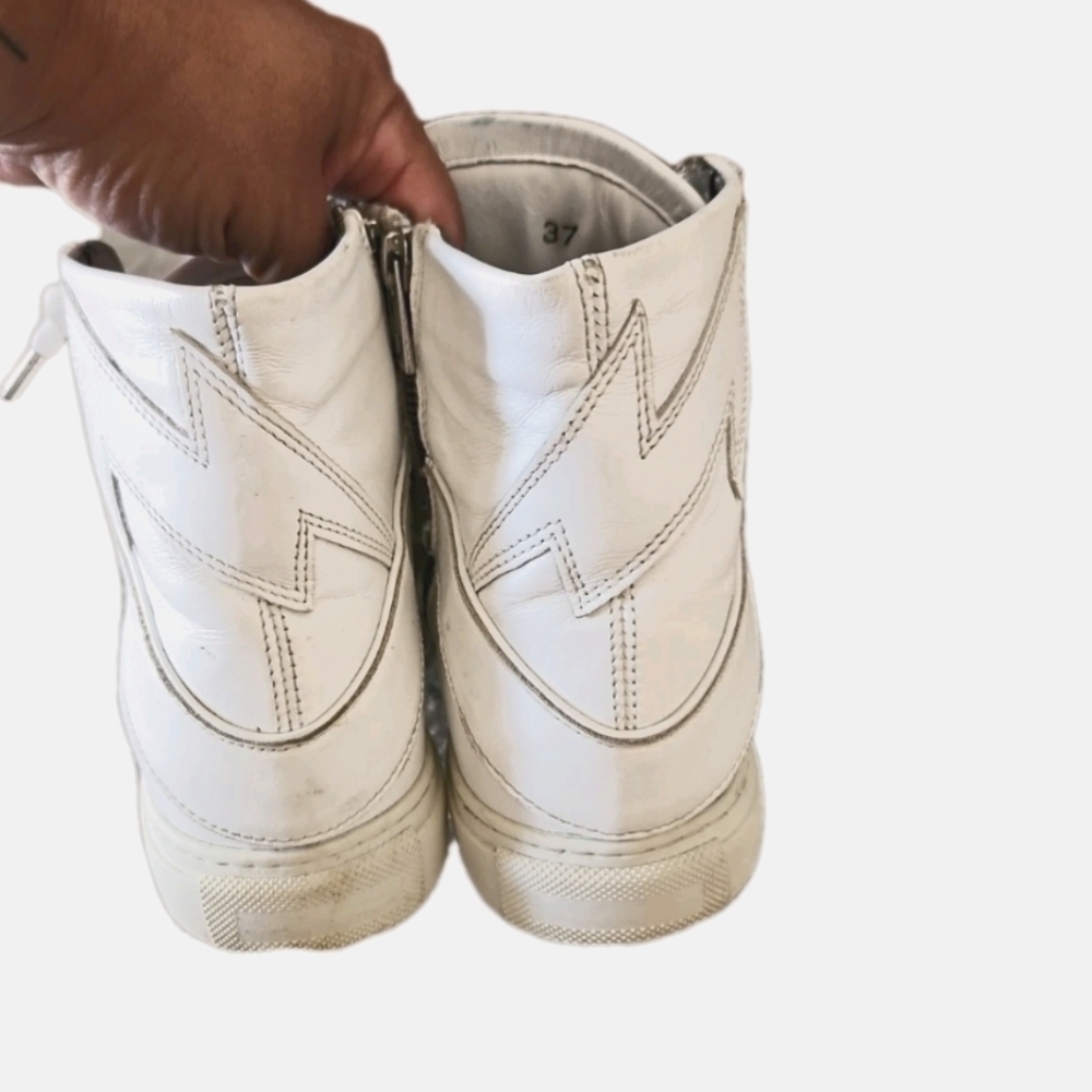 Zadig & Voltaire Womens White Leather ZV1747 High Flash Sneakers 37 - Picture 9 of 16